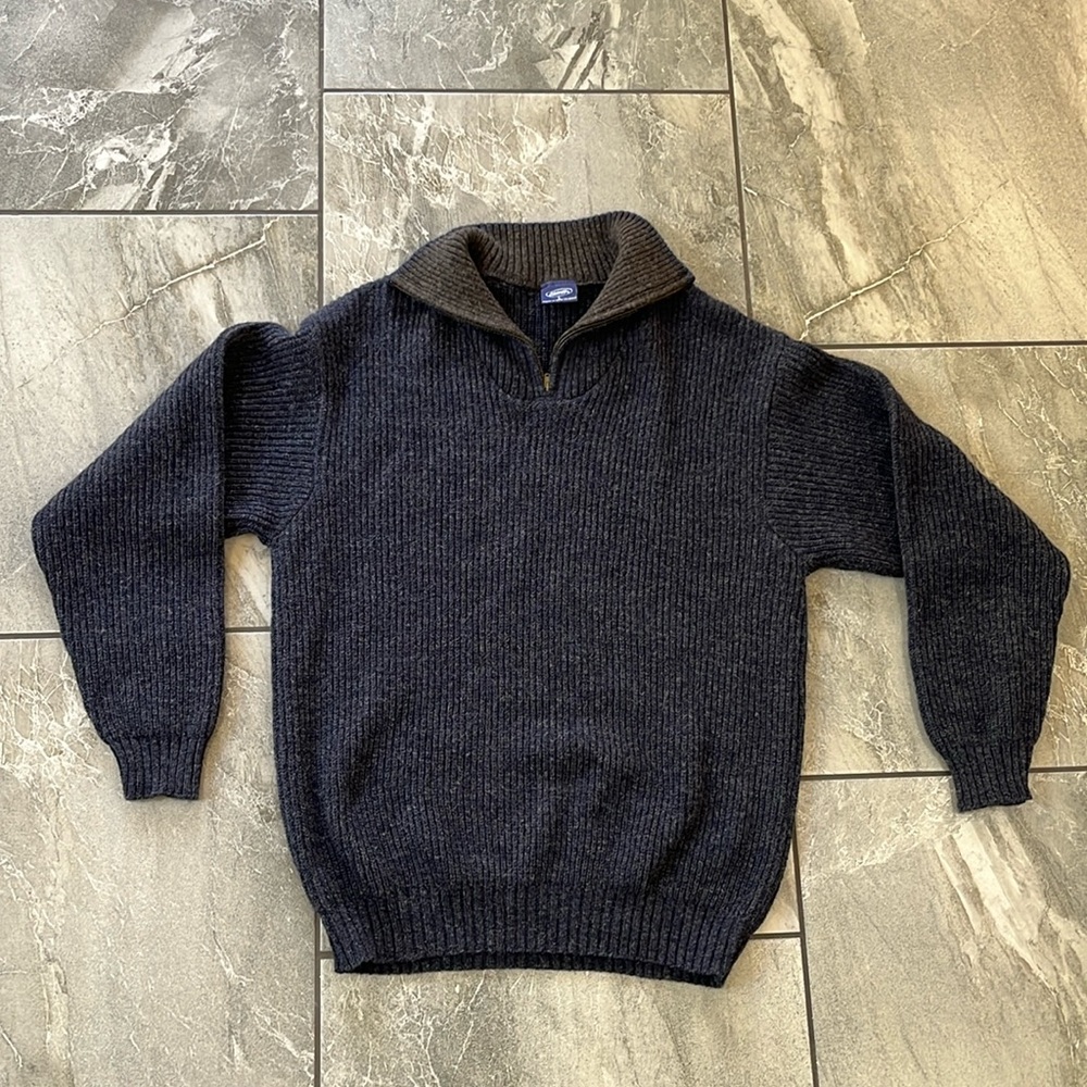 🩶 Casual Concept Vintage Wool Sweater Quarter Zip Size Large Navy Heathered